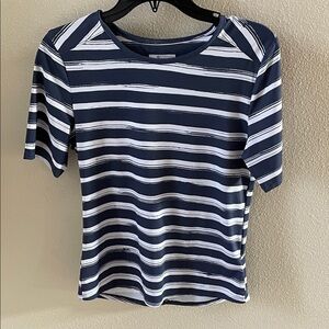 NWOT Columbia Sportswear Blue/White Striped Short Sleeve Workout Tee XS